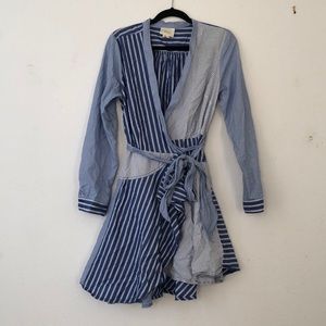 Anthropologie Maeve wrap striped patchwork dress